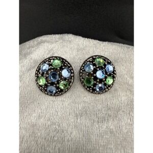 Vintage Weiss Earrings Silver Tone Rhinestone Signed‎ Clip Ons Signed